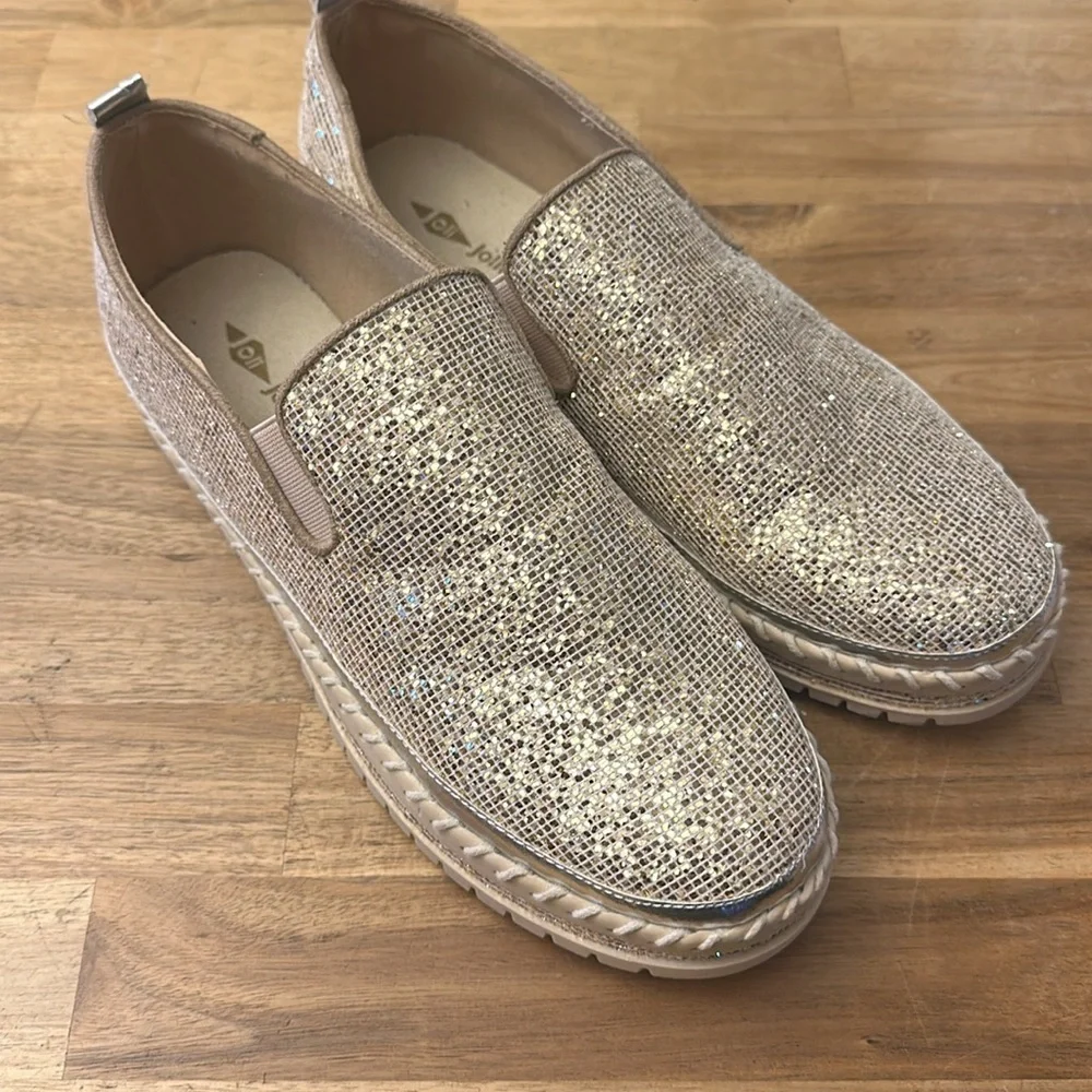 JOLIMALL glitter platform espadrilles